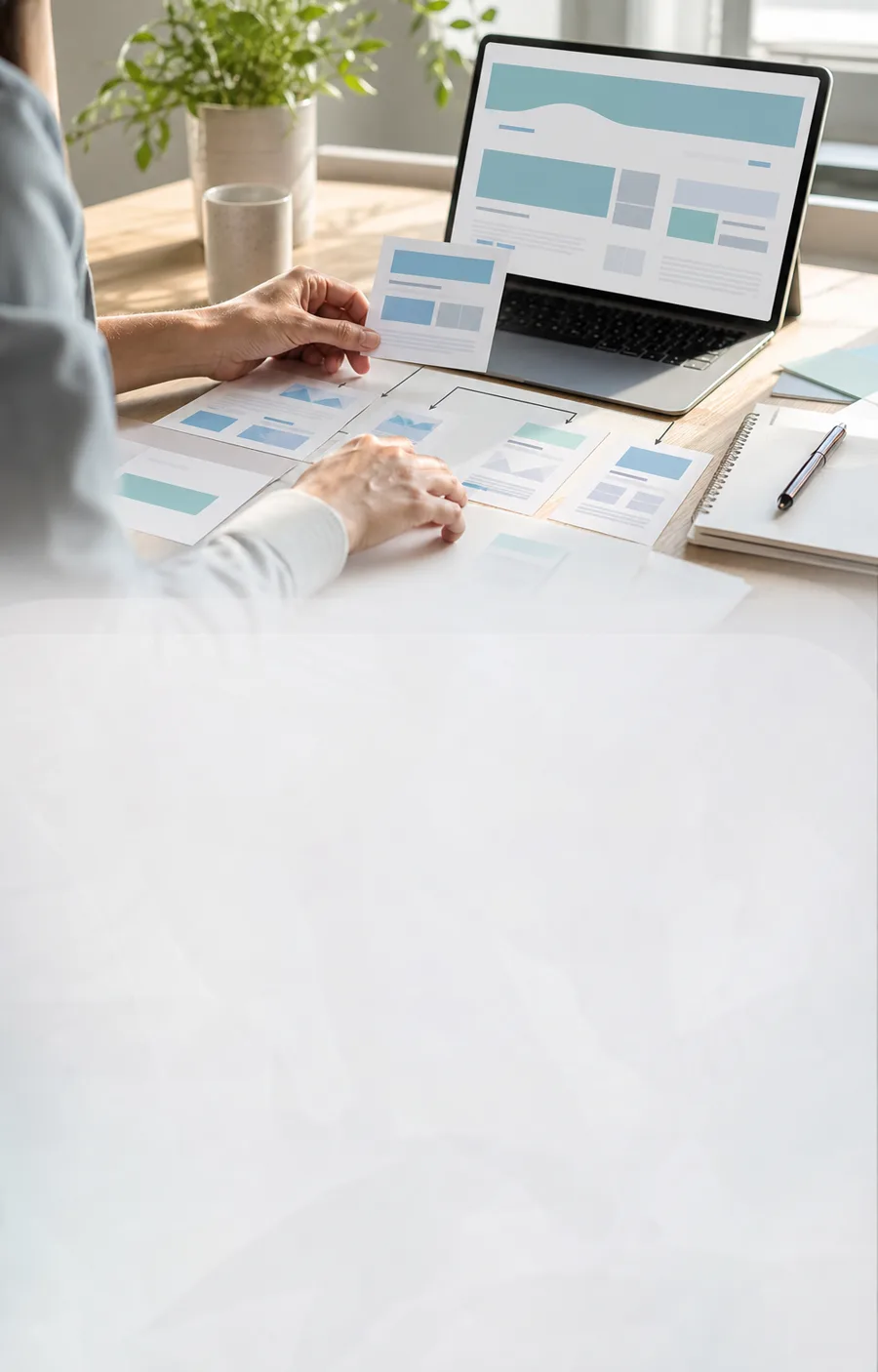 Interfaz web corporativa clara y preparada para convertir